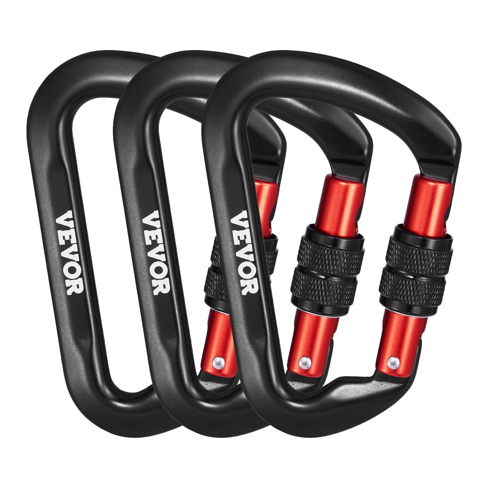 VEVOR Climbing Carabiner Clips, 3 PCS Heavy Duty Caribiner, Professional 30 KN / 6744 lbs Spindle Strength, Large D-Shaped for Hiking,Rappelling VEVOR Climbing Carabiner Clips, 3 PCS Heavy Duty Caribiner, Professional 30 KN / 6744 lbs Spindle Strength, Large D-Shaped for Hiking,Rappelling