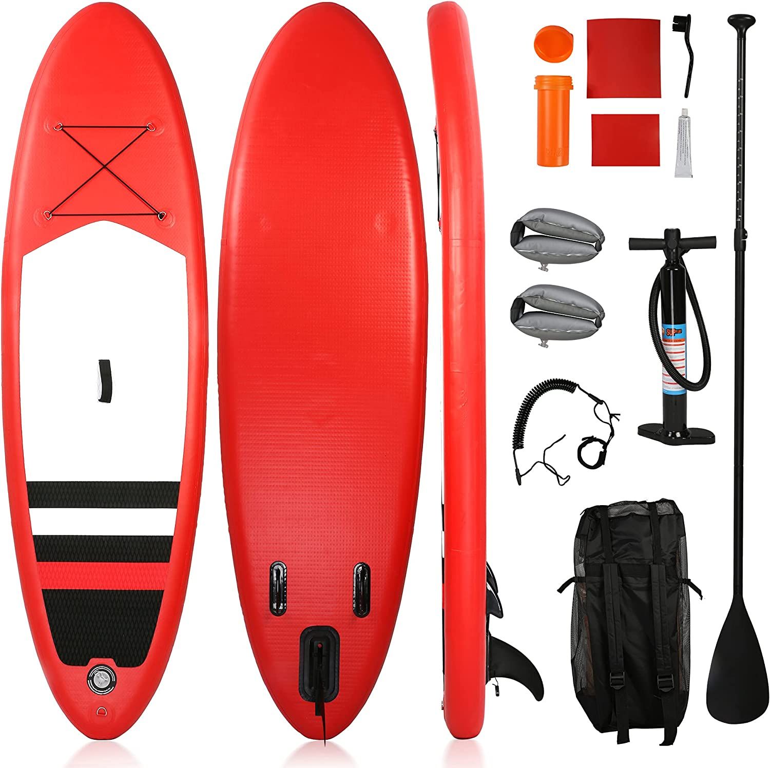 9' Inflatable Stand Up SUP Paddleboards with Accessories & Backpack Leash Double Action Hand Pump Repair Kit for Youth & Adult 9' Inflatable Stand Up SUP Paddleboards with Accessories & Backpack Leash Double Action Hand Pump Repair Kit for Youth & Adult