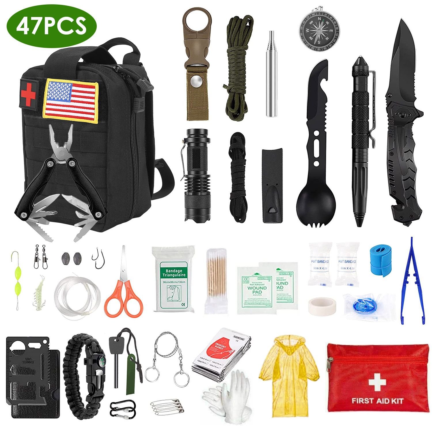 47Pcs Emergency Survival Kit Survival EDC Gear Equipment Tool 47Pcs Emergency Survival Kit Survival EDC Gear Equipment Tool